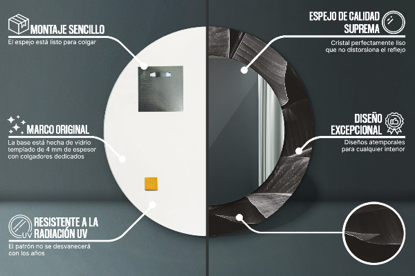 Kulaté zrcadlo rám s potiskem Tropické palmy