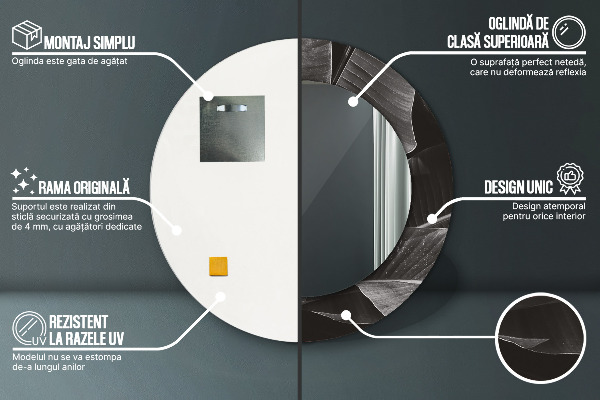 Kulaté zrcadlo rám s potiskem Tropické palmy