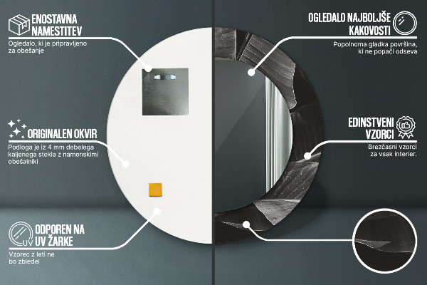 Kulaté zrcadlo rám s potiskem Tropické palmy