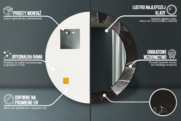 Kulaté zrcadlo rám s potiskem Tropické palmy