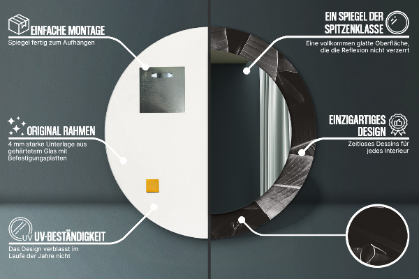 Kulaté zrcadlo rám s potiskem Tropické palmy