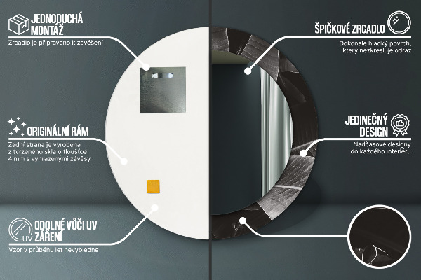 Kulaté zrcadlo rám s potiskem Tropické palmy