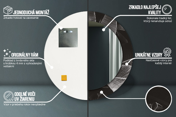 Kulaté zrcadlo rám s potiskem Tropické palmy