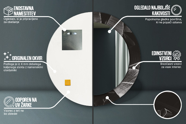 Kulaté zrcadlo rám s potiskem Tropické palmy