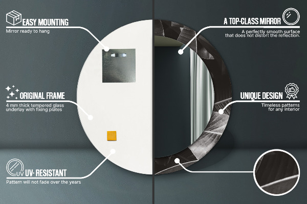 Kulaté zrcadlo rám s potiskem Tropické palmy