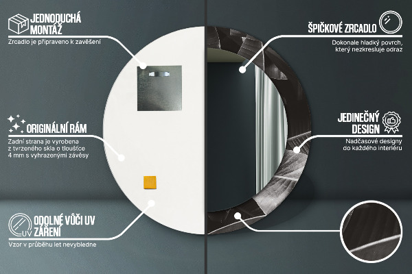 Kulaté zrcadlo rám s potiskem Tropické palmy