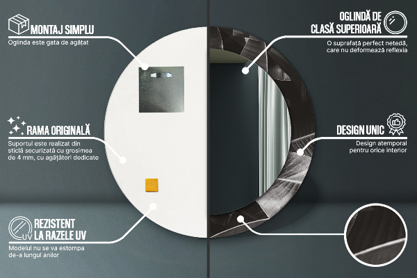 Kulaté zrcadlo rám s potiskem Tropické palmy