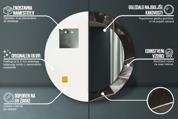 Kulaté zrcadlo rám s potiskem Tropické palmy