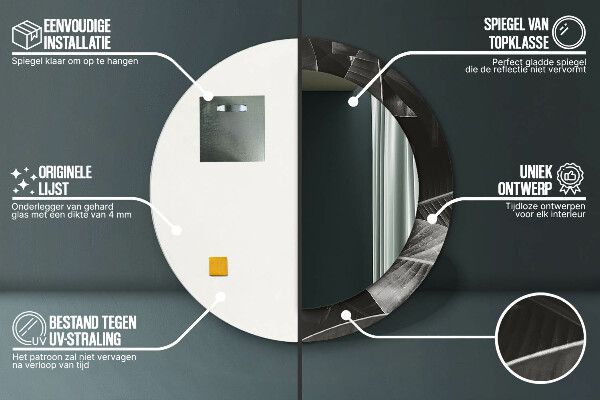 Kulaté zrcadlo rám s potiskem Tropické palmy