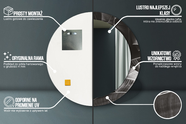 Kulaté zrcadlo rám s potiskem Tropické palmy