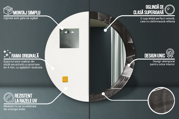 Kulaté zrcadlo rám s potiskem Tropické palmy
