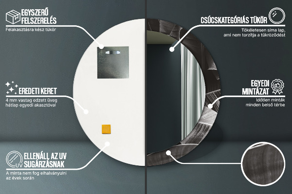 Kulaté zrcadlo rám s potiskem Tropické palmy