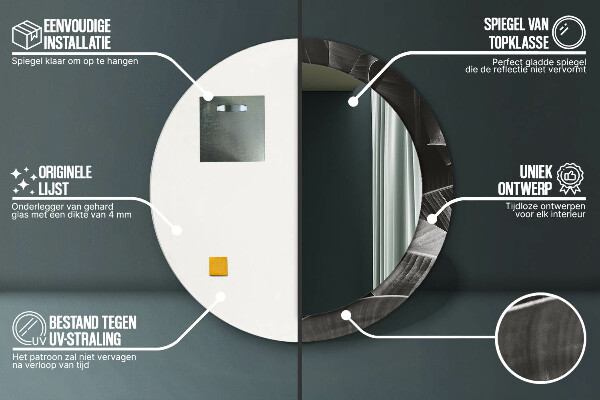 Kulaté zrcadlo rám s potiskem Tropické palmy