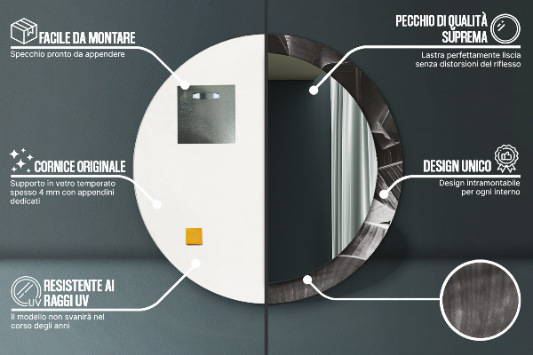 Kulaté zrcadlo rám s potiskem Tropické palmy