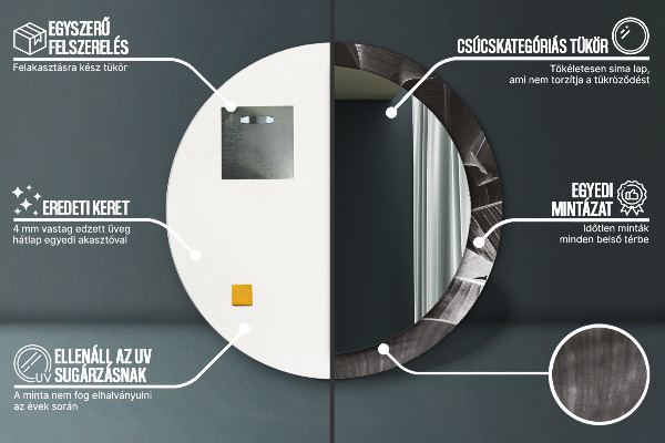 Kulaté zrcadlo rám s potiskem Tropické palmy