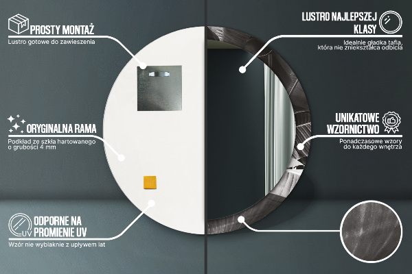 Kulaté zrcadlo rám s potiskem Tropické palmy