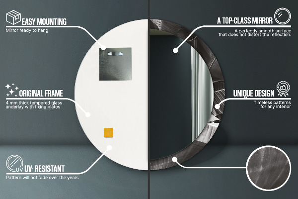 Kulaté zrcadlo rám s potiskem Tropické palmy