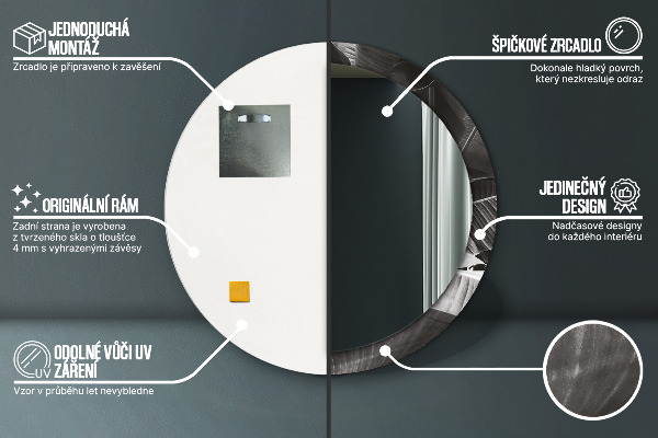 Kulaté zrcadlo rám s potiskem Tropické palmy
