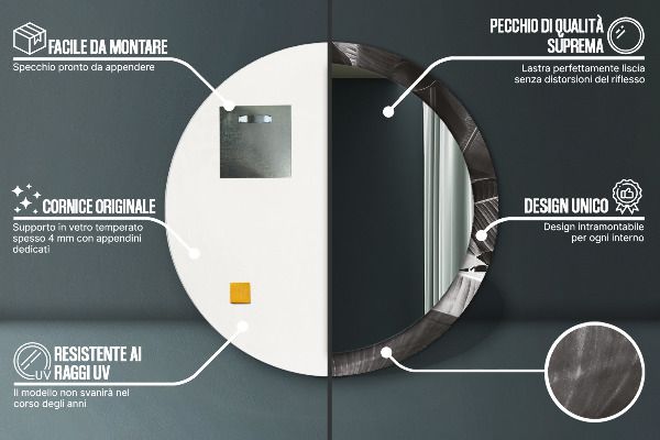 Kulaté zrcadlo rám s potiskem Tropické palmy