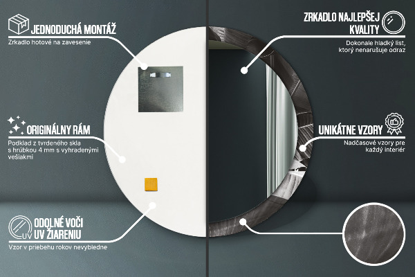Kulaté zrcadlo rám s potiskem Tropické palmy