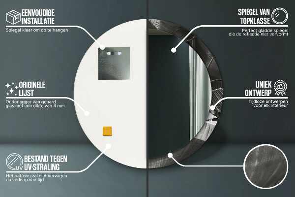 Kulaté zrcadlo rám s potiskem Tropické palmy