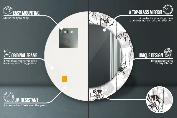 Kulaté zrcadlo s potiskem Maki květiny