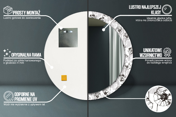 Kulaté zrcadlo s potiskem Maki květiny