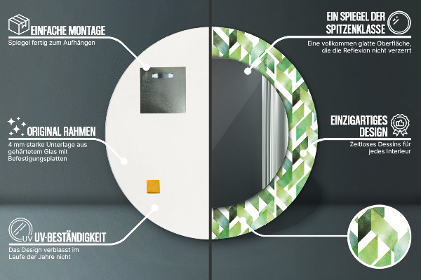 Kulaté dekorační zrcadlo na zeď Rybí kost