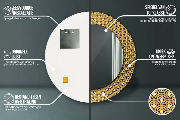 Kulaté zrcadlo rám s potiskem Deco vintage