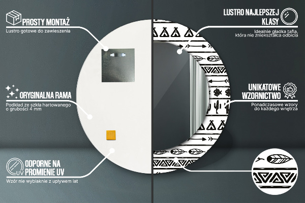 Kulaté dekorační zrcadlo Boho minimalistický