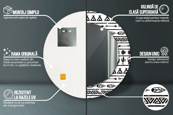 Kulaté dekorační zrcadlo Boho minimalistický