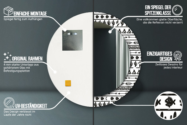 Kulaté dekorační zrcadlo Boho minimalistický