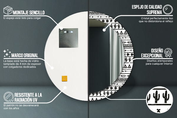 Kulaté dekorační zrcadlo Boho minimalistický