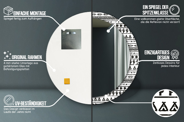 Kulaté dekorační zrcadlo Boho minimalistický