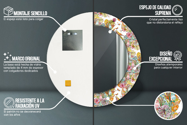 Kulaté dekorační zrcadlo na zeď Sen o zemi pohádek