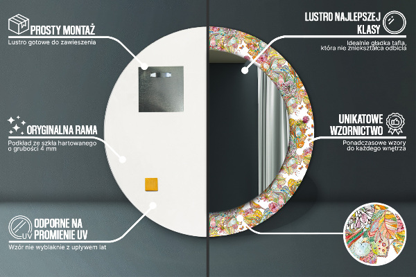 Kulaté dekorační zrcadlo na zeď Sen o zemi pohádek