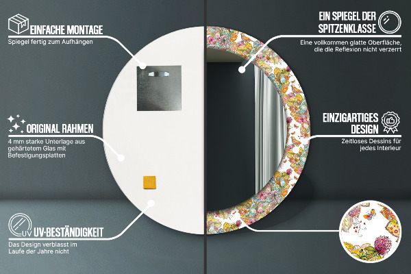 Kulaté dekorační zrcadlo na zeď Sen o zemi pohádek