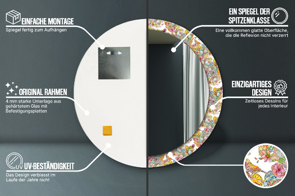 Kulaté dekorační zrcadlo na zeď Sen o zemi pohádek