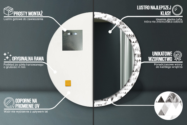 Kulaté dekorační zrcadlo Duhový trojúhelník