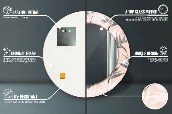 Kulaté dekorační zrcadlo Ptačí ráj