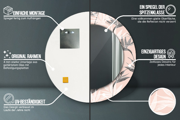 Kulaté dekorační zrcadlo Ptačí ráj