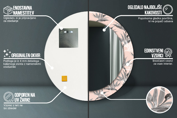 Kulaté dekorační zrcadlo Ptačí ráj