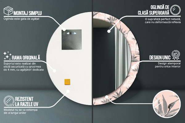 Kulaté dekorační zrcadlo Ptačí ráj