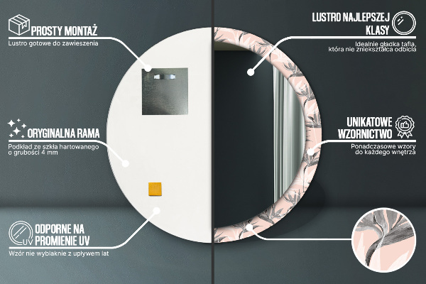 Kulaté dekorační zrcadlo Ptačí ráj