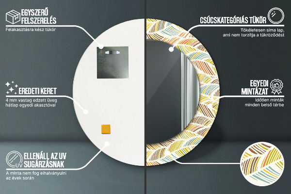 Kulaté zrcadlo rám s potiskem Abstraktní