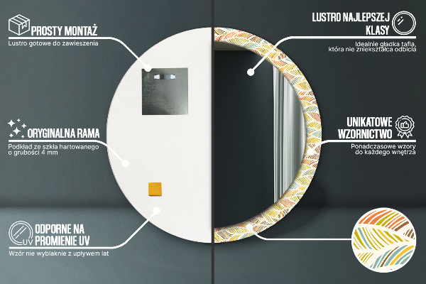 Kulaté zrcadlo rám s potiskem Abstraktní