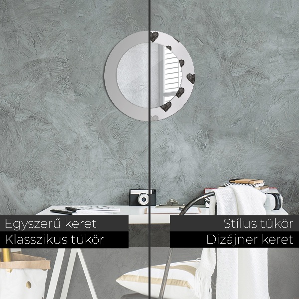 Kulaté zrcadlo rám s potiskem Abstraktní srdce