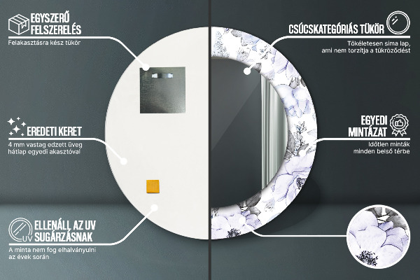 Kulaté zrcadlo s potiskem Modré růže