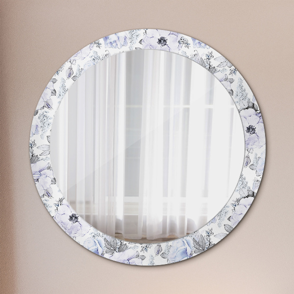 Kulaté zrcadlo s potiskem Modré růže