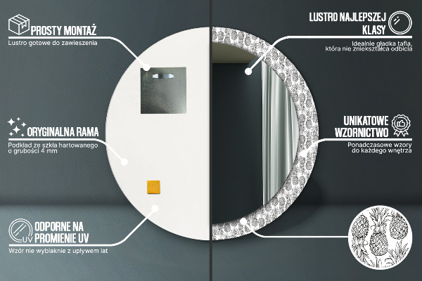 Kulaté zrcadlo s potiskem Ananas